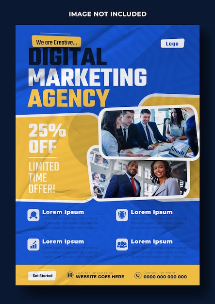 Diseño de plantillas de folletos promocionales para anuncios de marketing digital