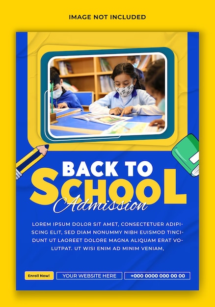 Diseño de plantillas de folletos promocionales de anuncios de regreso a la escuela