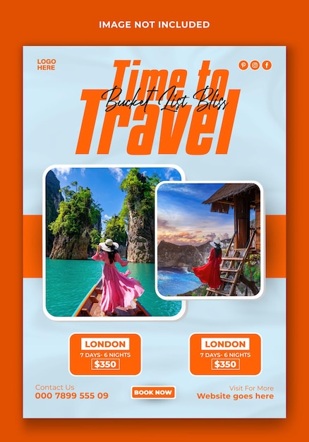 Diseño de plantillas de folletos promocionales para anuncios de viajes