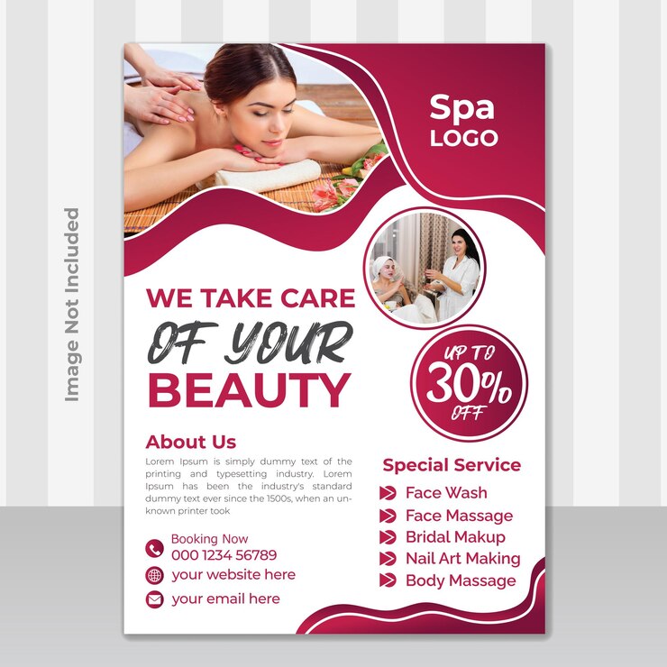 Vector diseño de plantillas de folletos para salones de belleza spa spa center centro de belleza impresión layout editable listo