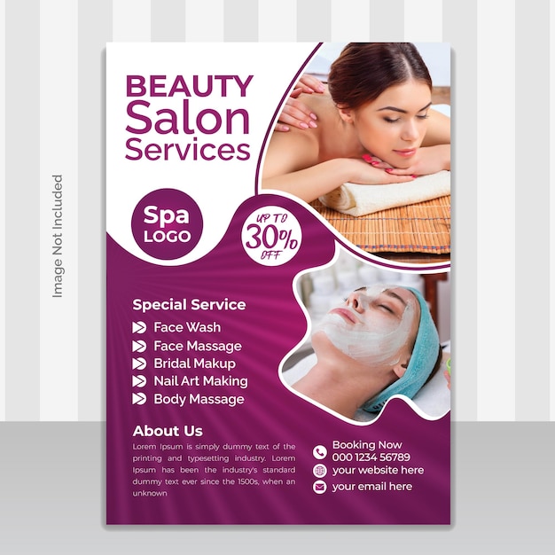 Diseño de plantillas de folletos para salones de belleza Spa Spa Center Centro de belleza Impresión Layout editable listo