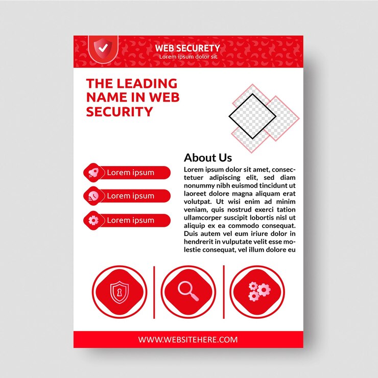 Vector diseño de plantillas de folletos para servicios de ciberseguridad