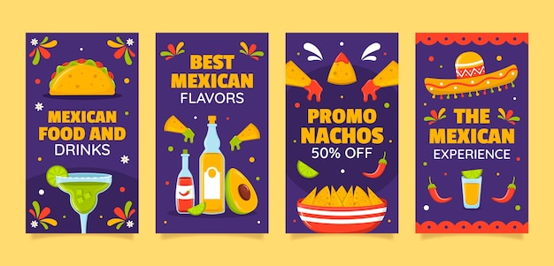 Vector diseño de plantillas de historias de instagram de restaurantes