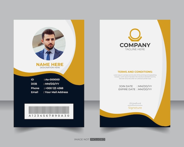 Diseño de plantillas de identificación de empleados de moda y modernas Diseño de tarjetas de identificación profesionales para personal de negocios