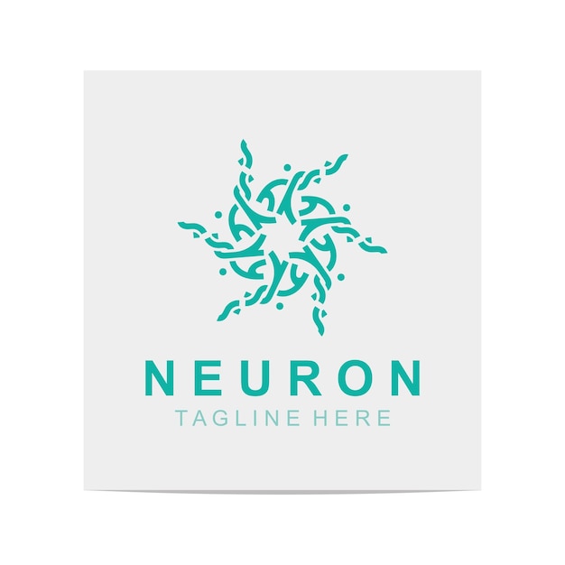 Diseño de plantillas de ilustración de moléculas abstractas sanas con logotipo de neurona o célula nerviosa