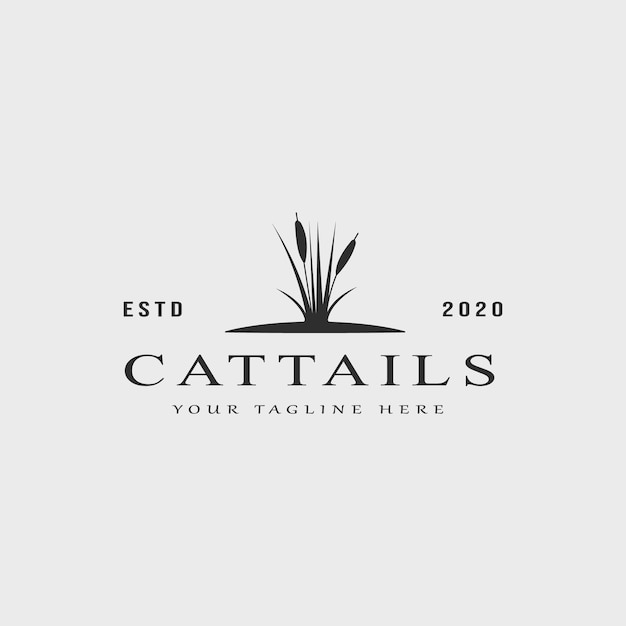 diseño de plantillas de ilustración vectorial del logotipo vintage de cattails