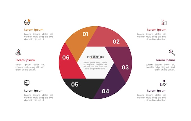 Diseño de plantillas de infografías de círculos de negocios modernos y coloridos para la presentación y visualización de datos