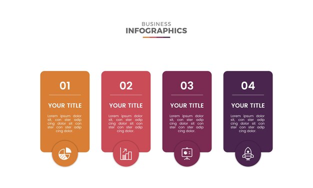 Diseño de plantillas de infografías lineales de negocios modernas y coloridas para presentación y visualización de datos