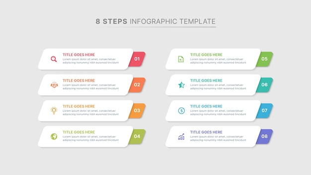 Diseño de plantillas de infografías de negocios modernas con 8 puntos de datos
