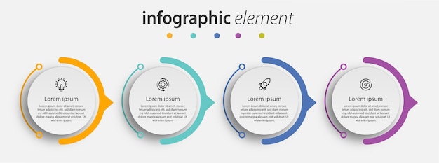Diseño de plantillas de infografías de pasos de línea de tiempo circular