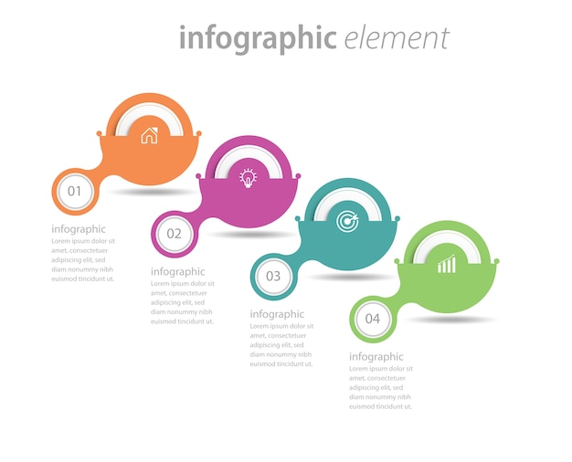 Diseño de plantillas de infografías de pasos de línea de tiempo circular