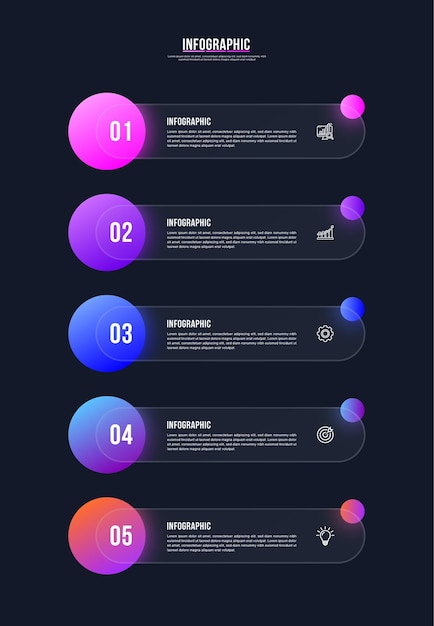 Vector diseño de plantillas infográficas con 5 opciones o pasos infográficas empresariales para presentaciones de diagramas