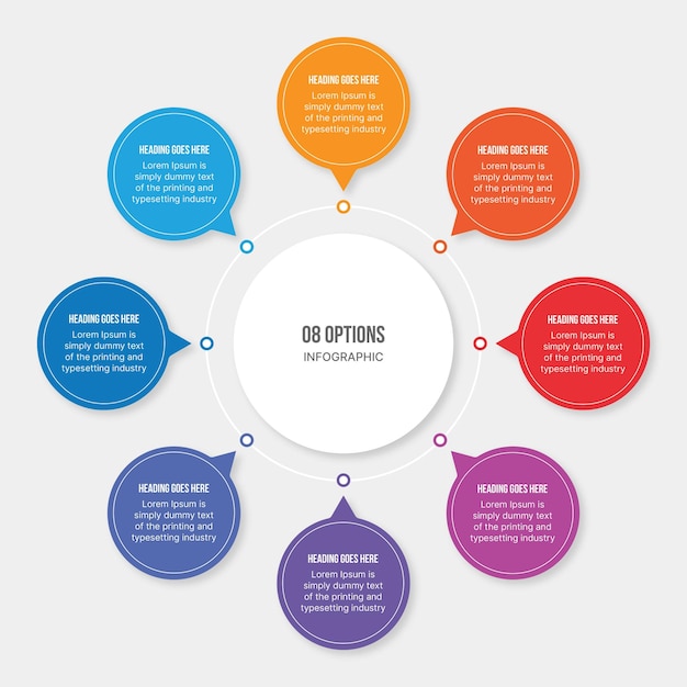 Diseño de plantillas infográficas de ciclo circular con 8 pasos