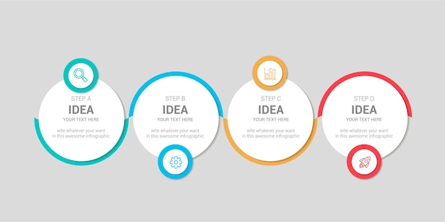 Diseño de plantillas infográficas de círculos coloridos modernos con íconos