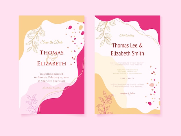 Diseño de plantillas de invitaciones de boda al estilo de Memphis