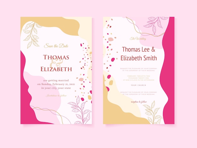 Diseño de plantillas de invitaciones de boda al estilo de Memphis