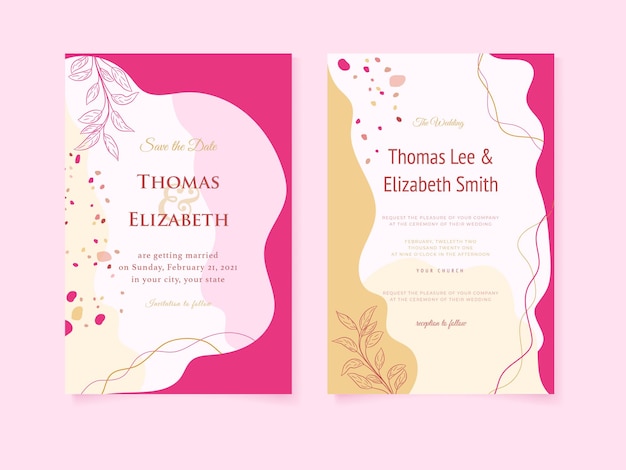Diseño de plantillas de invitaciones de boda al estilo de Memphis