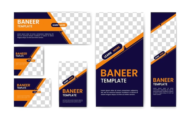 Diseño de plantillas de juegos de banners web creativos de tamaño estándar