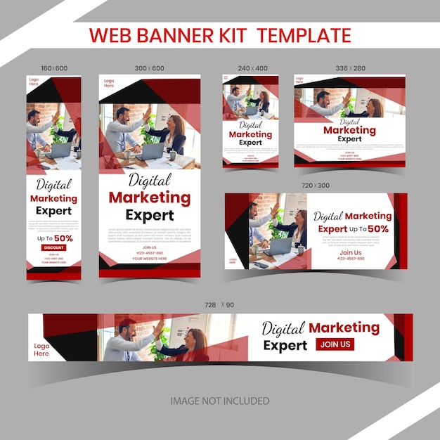 Diseño de plantillas de kits de banners web para negocios y marketing modernos