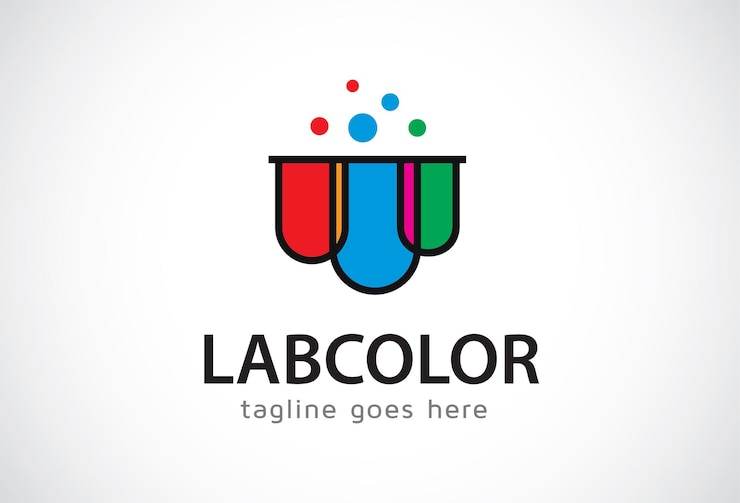 Vector diseño de plantillas de logotipo de laboratorio de colores concepto de diseño de emblema vectorial icono de símbolo creativo