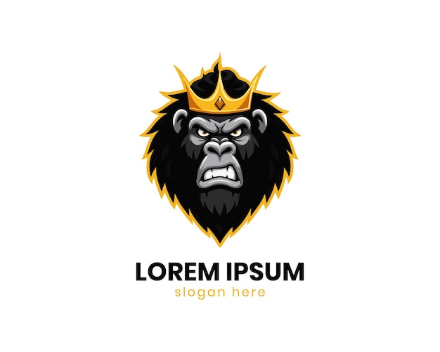 Diseño de plantillas de logotipo de la mascota del rey gorila minimalista
