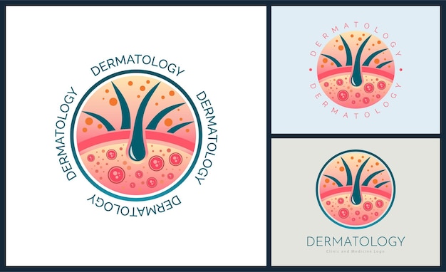 Vector diseño de plantillas de logotipos de clínicas de cuidado de la piel y medicamentos para marcas o empresas y otros