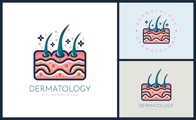Vector diseño de plantillas de logotipos de clínicas de cuidado de la piel y medicamentos para marcas o empresas y otros