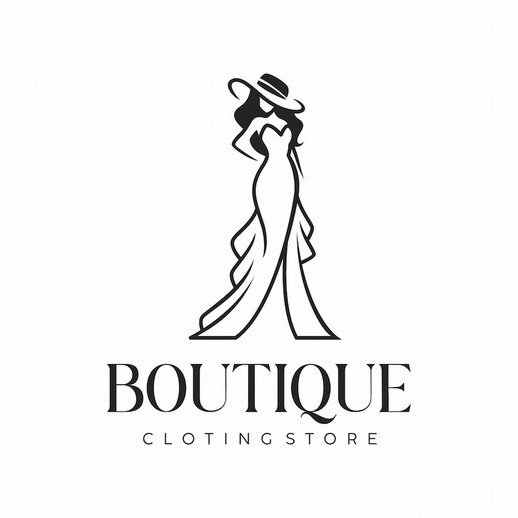 Vector diseño de plantillas de logotipos comerciales de tiendas de vestidos mínimos