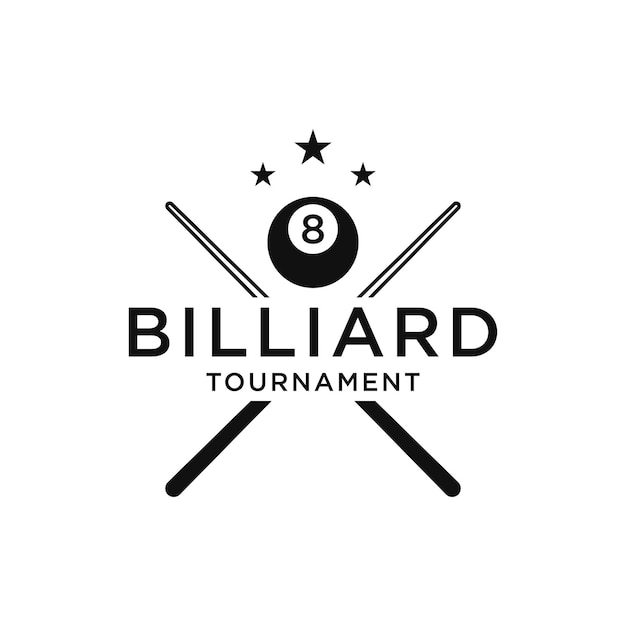 Diseño de plantillas de logotipos creativos de billar y cue cue Logotipos de juegos deportivos de billar, clubes, torneos y campeonatos
