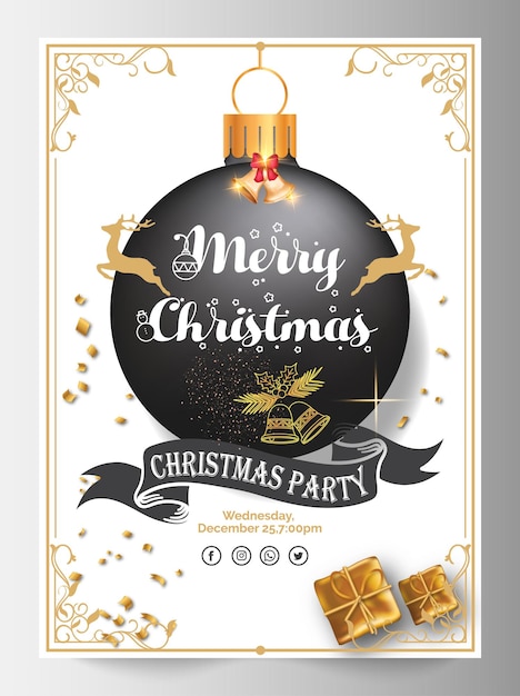 Diseño de plantillas de lujo de oro para el folleto de Feliz Navidad
