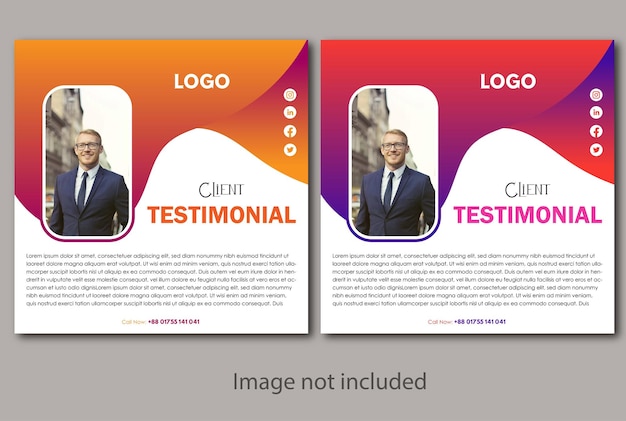 diseño de plantillas de mockup de testimonios de clientes vectoriales coloridos