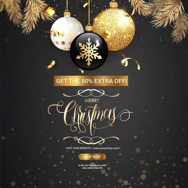 Diseño de plantillas de pancartas de redes sociales para casarse en Navidad