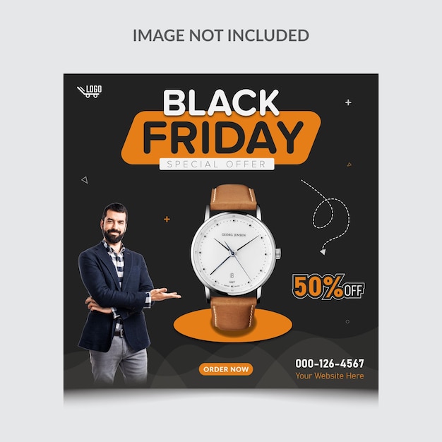 Diseño de plantillas de pancartas para las redes sociales del Viernes Negro