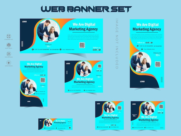 Diseño de plantillas de pancartas web pancartas de anuncios en paquete pancartas de diseño o pancartas publicitarias