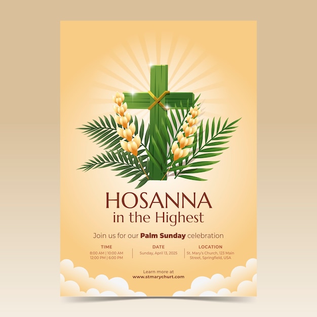 Diseño de plantillas de póster de Palm Sunday