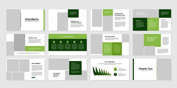 Vector diseño de plantillas de powerpoint para la presentación de agricultura y jardinería