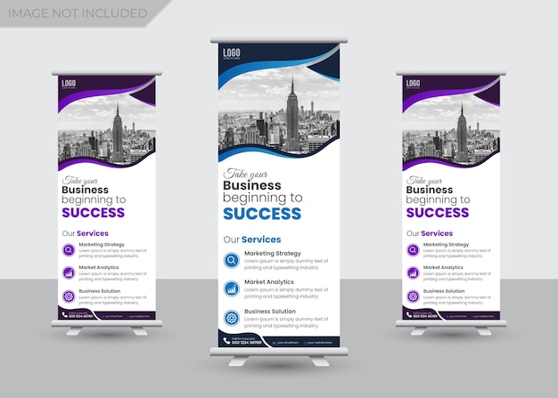 Diseño de plantillas de presentación de banners y standee para negocios corporativos mínimos
