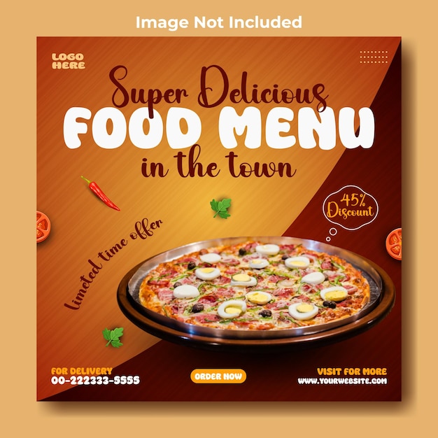 Diseño de plantillas de publicaciones promocionales de Instagram para anuncios de alimentos