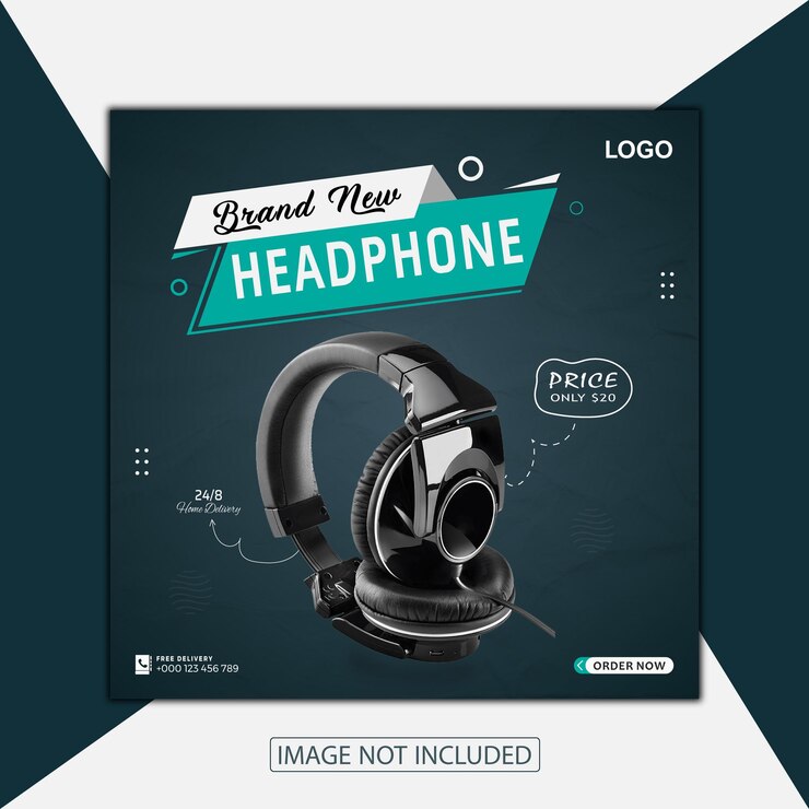 Diseño de plantillas de publicaciones de redes sociales para auriculares