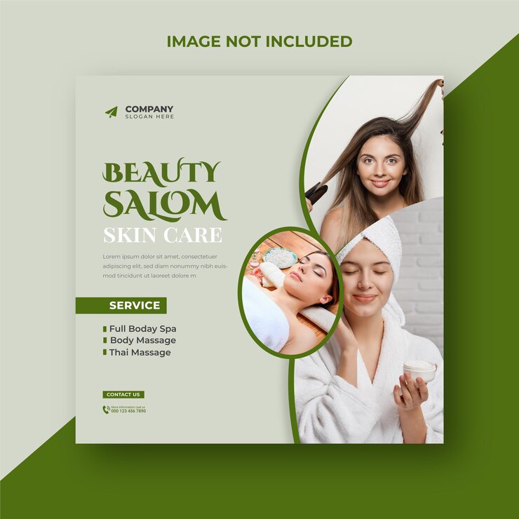 Diseño de plantillas de publicaciones en redes sociales para salones de belleza y spa