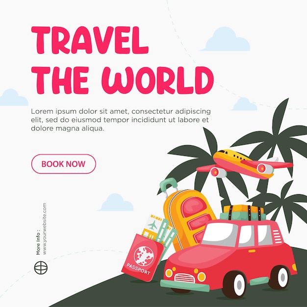Diseño de plantillas de publicaciones en redes sociales para viajes