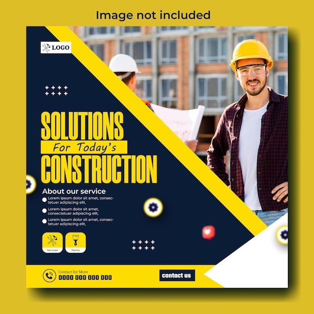 Diseño de plantillas de redes sociales para anuncios de construcción modernos