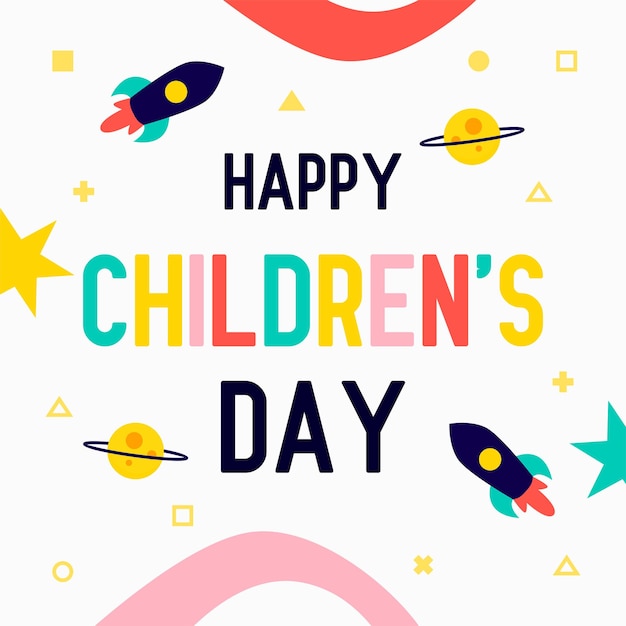 Diseño de plantillas de tarjetas de felicitaciones para el Día de los Niños para publicaciones en las redes sociales con vectores coloridos