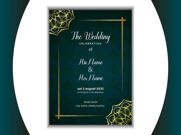 Diseño de plantillas de tarjetas de invitación de bodas florales de lujo de vector de oro creativo