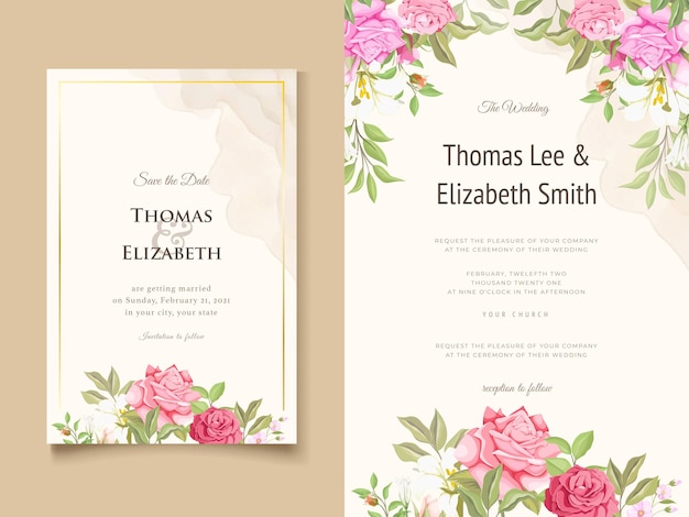 Diseño de plantillas para tarjetas de invitación de bodas de flores hermosas
