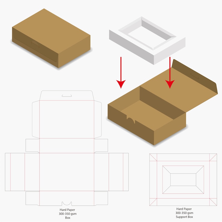 Vector diseño de plantillas de troquelado de cajas