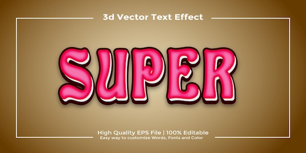 Diseño de plantillas vectoriales 3D con efecto de estilo de texto super editable