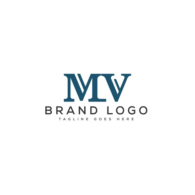 Diseño de plantillas vectoriales de diseño de letras del logotipo MV para la marca