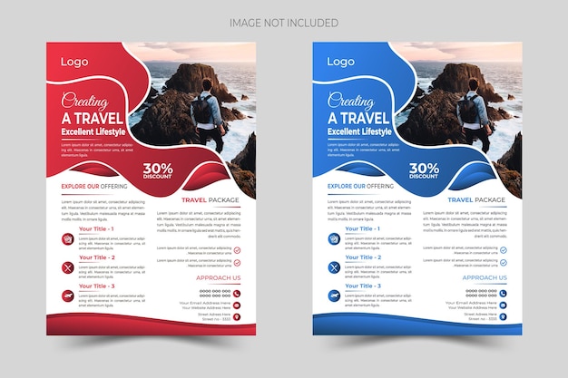 Diseño de plantillas vectoriales de folletos de agencias de viajes