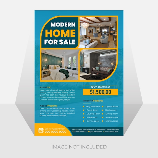 Diseño de plantillas vectoriales de volantes y carteles de venta de viviendas inmobiliarias modernas